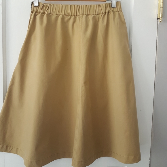 Mo:vint New York 90's Modest A Line Circle Midi Skirt Tan Sz S - Picture 4 of 13